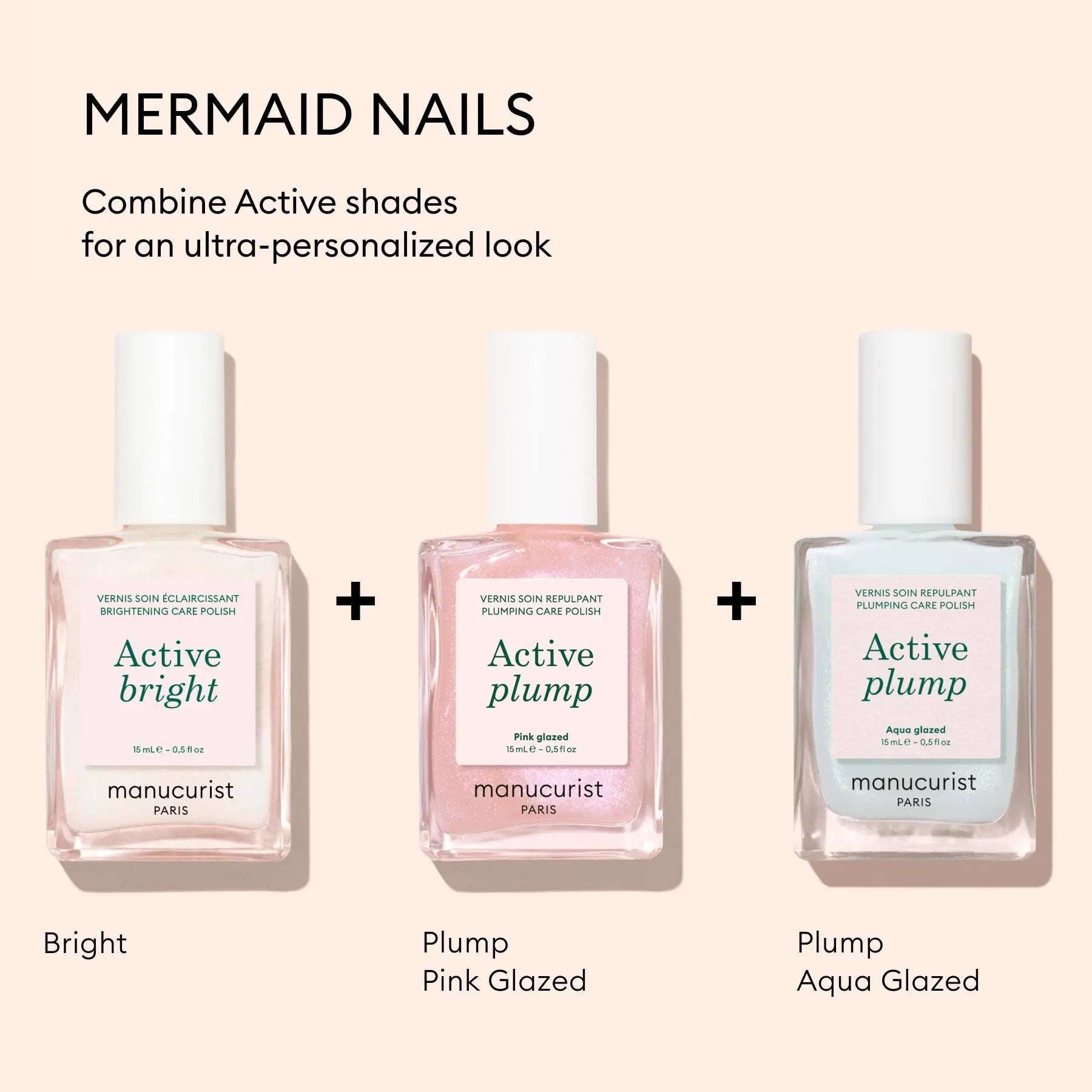 Manucurist Active Plump Aqua Glazed - Nail Strengthener & Enhancer - Volumizing Effect for Fuller Nails