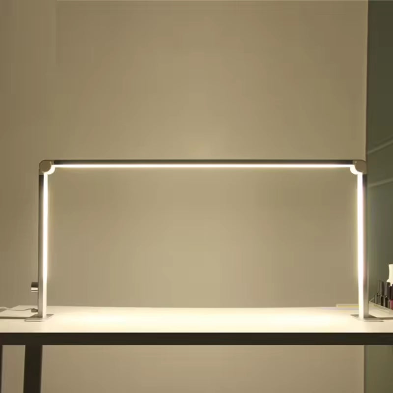 Modern Aluminum LED Desk Lamp – Portable, Dimmable, Adjustable Brightness, Eye-Caring Light, Silver