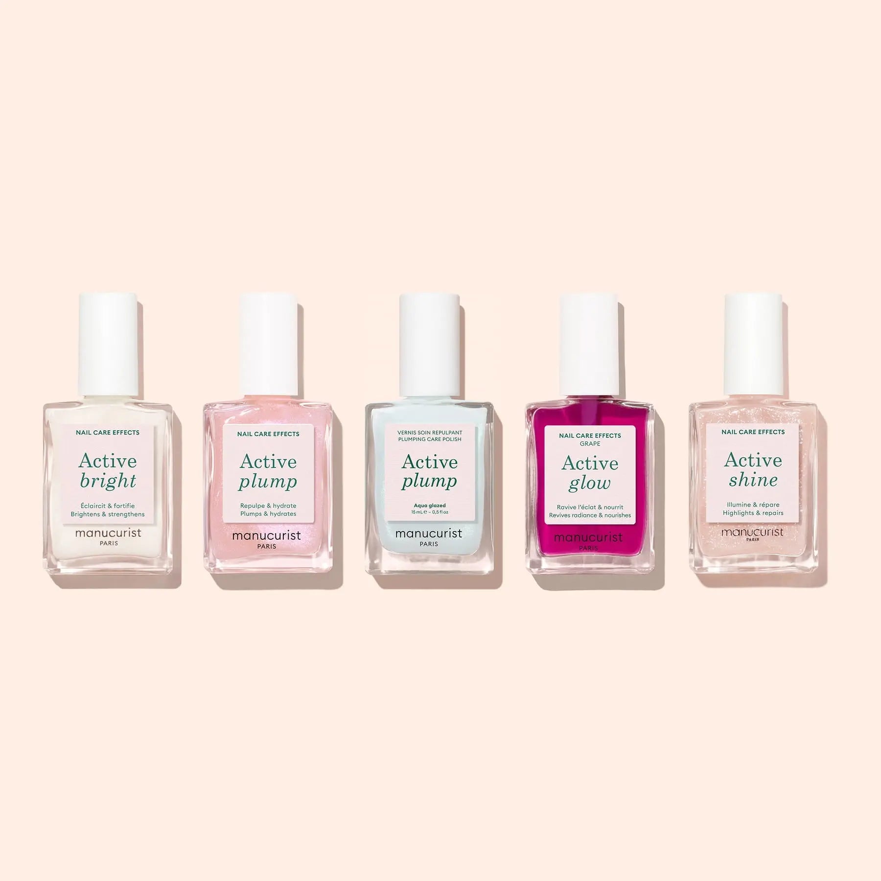 Manucurist Active Plump Aqua Glazed - Nail Strengthener & Enhancer - Volumizing Effect for Fuller Nails