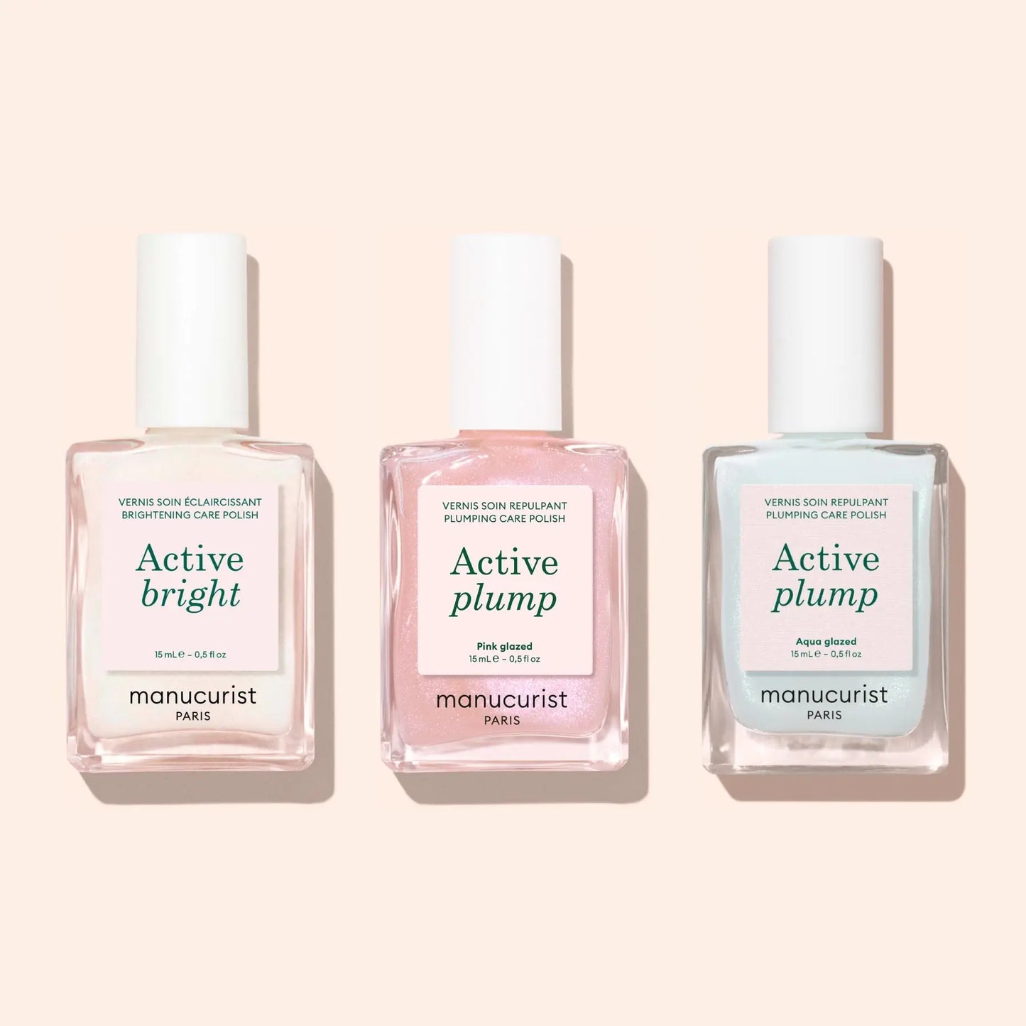 Manucurist Active Plump Aqua Glazed - Nail Strengthener & Enhancer - Volumizing Effect for Fuller Nails