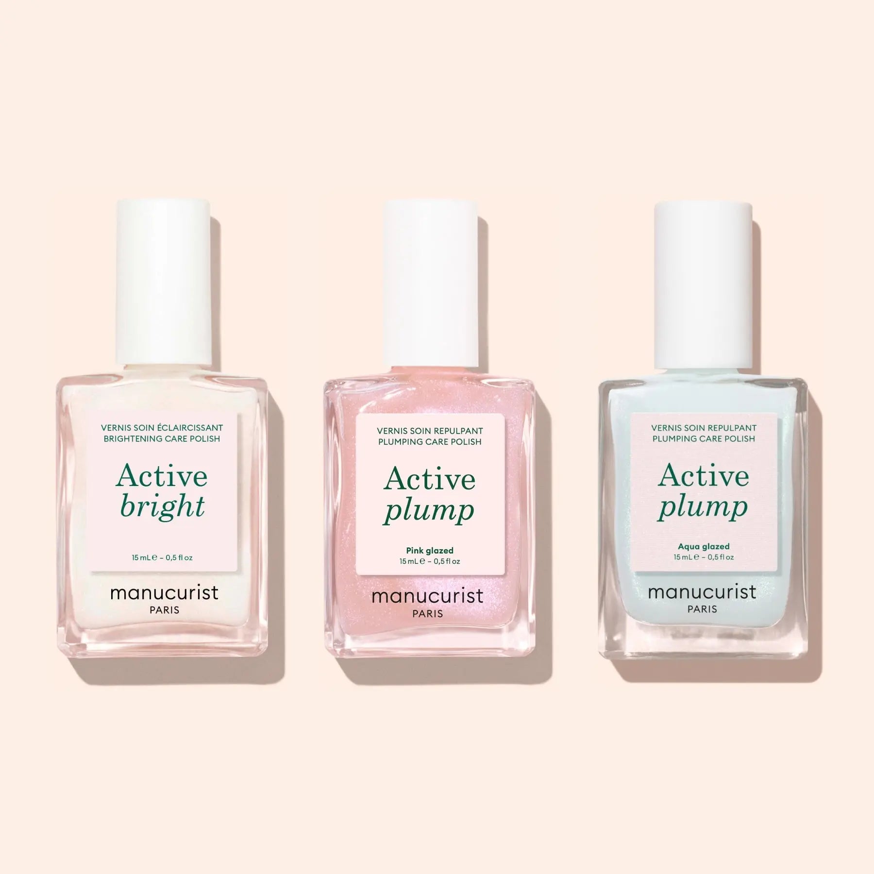 Manucurist Active Plump Aqua Glazed - Nail Strengthener & Enhancer - Volumizing Effect for Fuller Nails